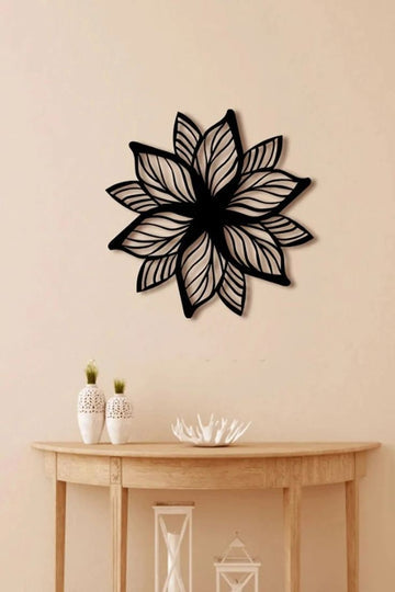 Modern Black Metal Wall Art Flower Design – Elegant Home Decor for Living Room, Bedroom & Hallways