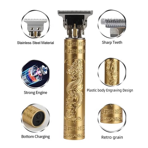 Professional Dragon Design Hair Trimmer – Precision Grooming for Men