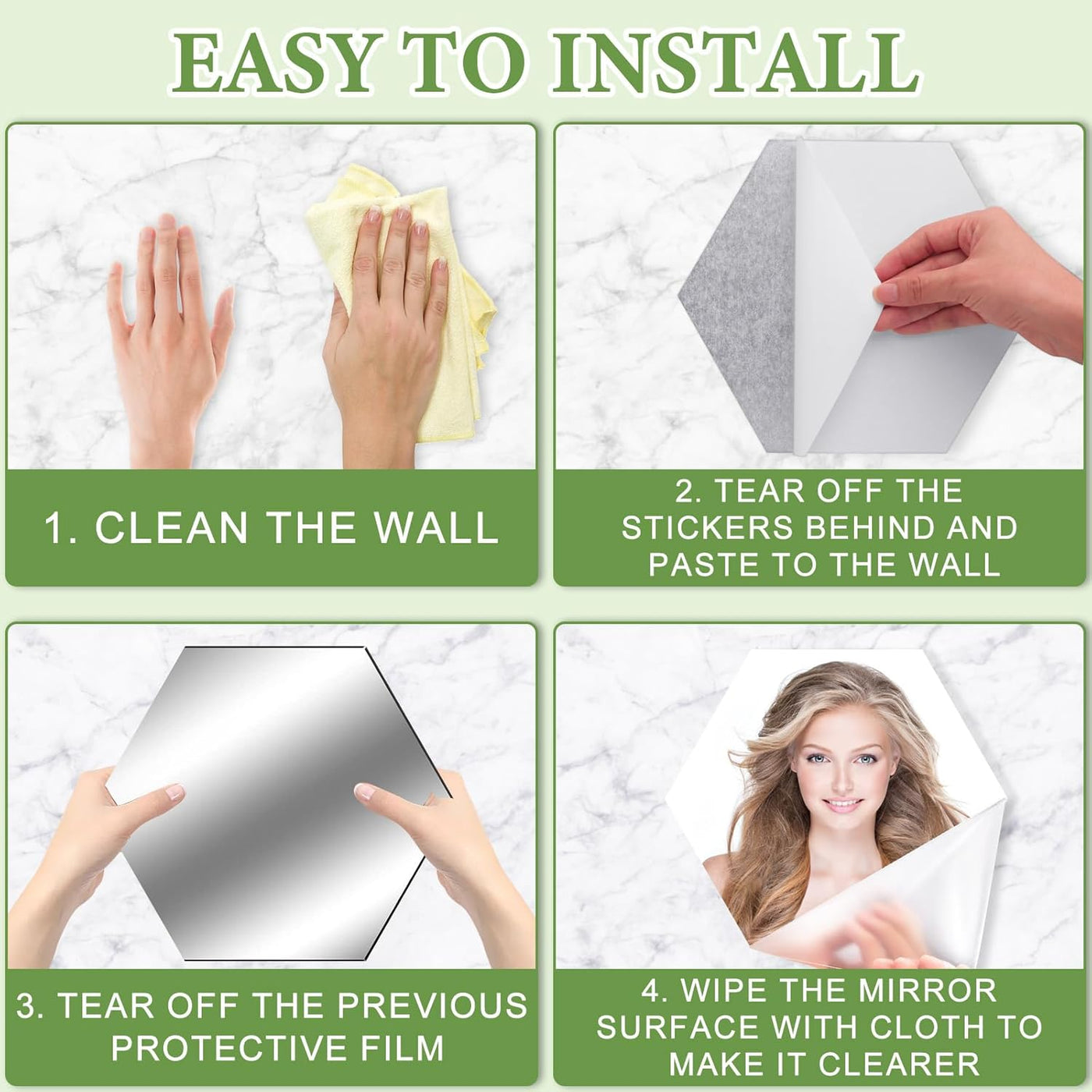 Hexagon Mirror Wall Stickers – Modern Acrylic DIY Decor for Living Room, Bedroom, and Home Interiors