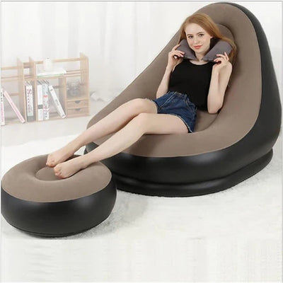 Inflatable Lounge Chair with Ottoman – Ergonomic Design for Indoor & Outdoor Comfort