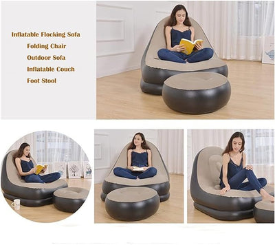Inflatable Lounge Chair with Ottoman – Ergonomic Design for Indoor & Outdoor Comfort