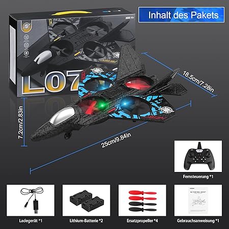 LOZ12 Remote Control Fighter Jet with Lights – High-Speed Flying RC Airplane