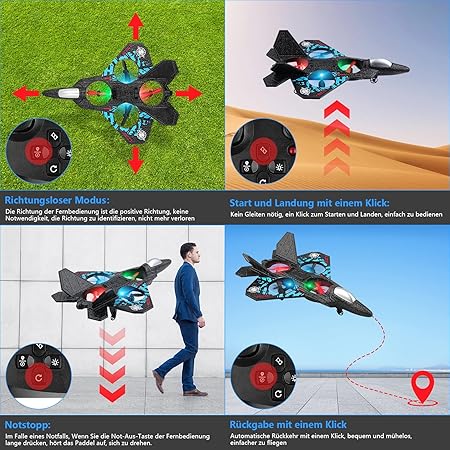 LOZ12 Remote Control Fighter Jet with Lights – High-Speed Flying RC Airplane