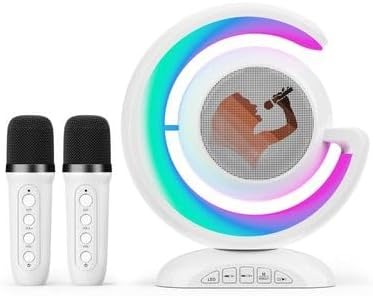 Wireless Karaoke Speaker with Dual Mics & Colorful LED Light Display