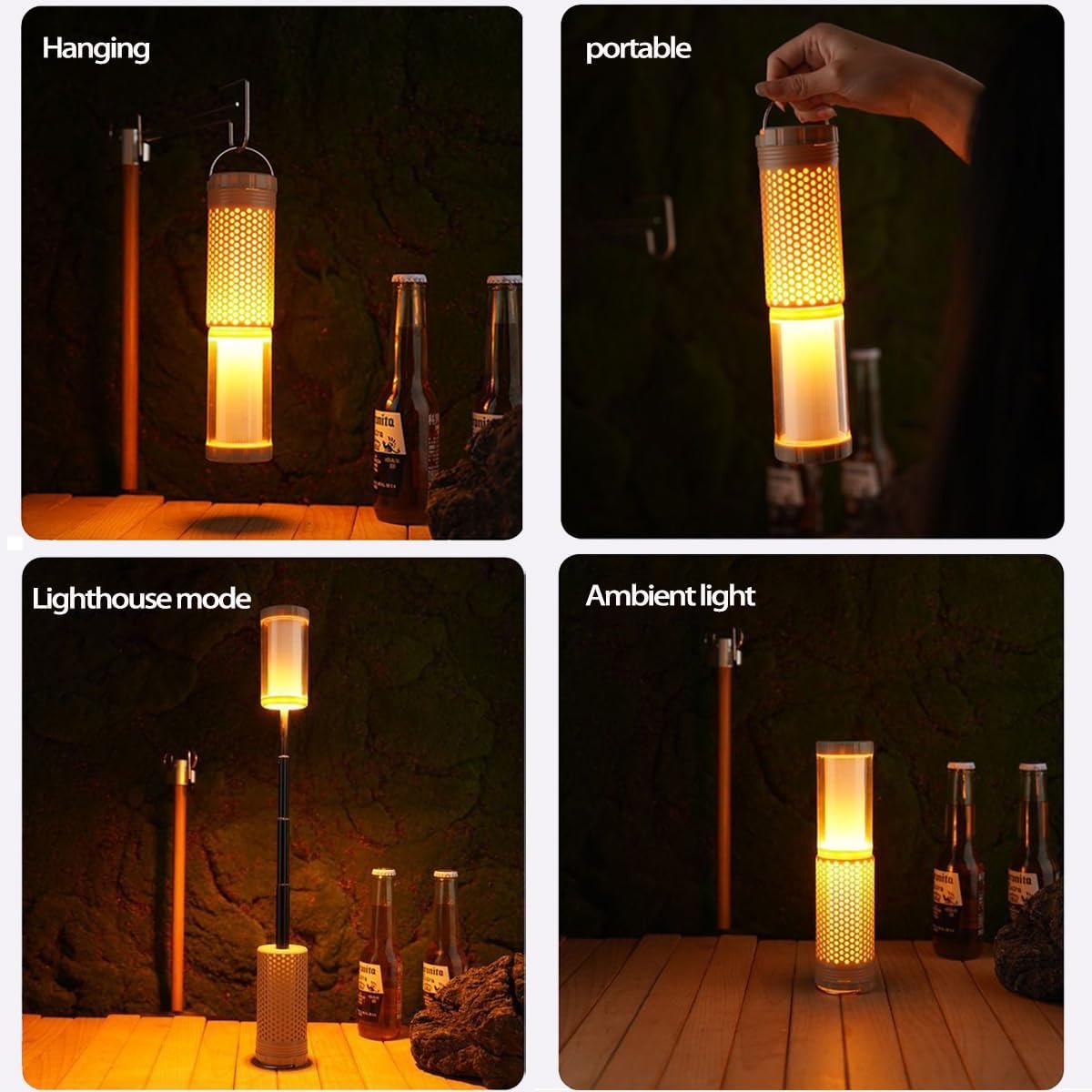 4-in-1 LED Portable Lantern – Hanging, Ambient, Lighthouse & Handheld Modes for Indoor/Outdoor Use