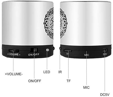 Portable Quran Bluetooth Speaker with LED, TF Card, MIC, Remote Control, and Rechargeable Battery