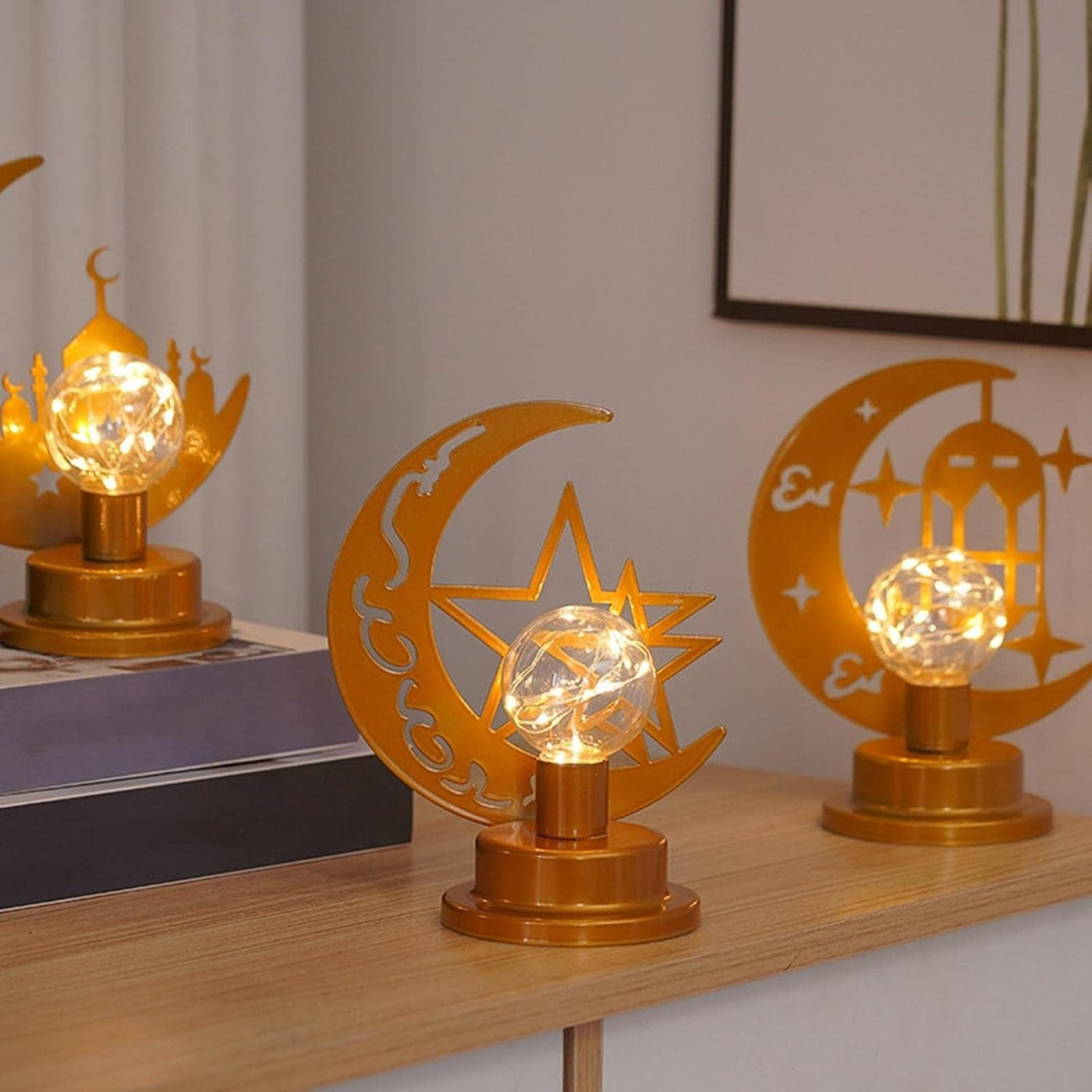 Decorative Ramadan Eid LED Table Lamp | Star, Crescent & Lantern Design for Home Decor