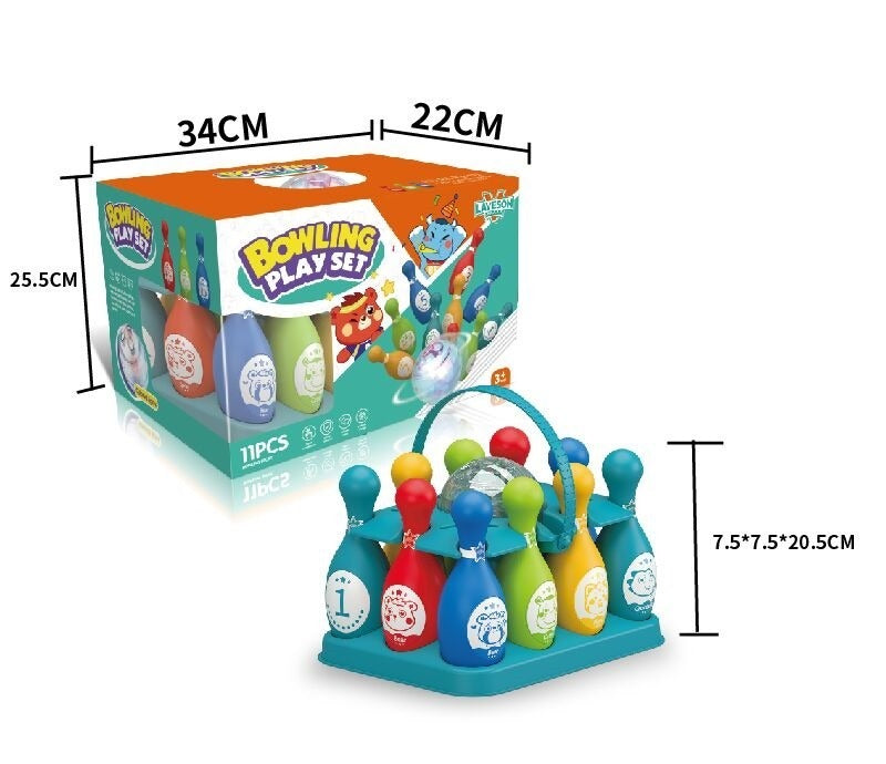 Colorful Kids Bowling Play Set – 11 Pcs Lightweight Indoor/Outdoor Toy Game