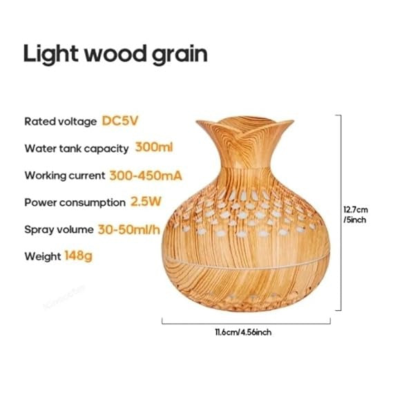 Elegant Wooden Aroma Diffuser Lamp with Soft Light for Eye Protection & Relaxing Ambience