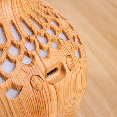 Elegant Wooden Aroma Diffuser Lamp with Soft Light for Eye Protection & Relaxing Ambience