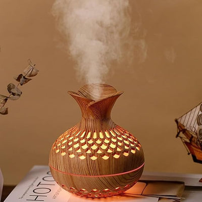 Elegant Wooden Aroma Diffuser Lamp with Soft Light for Eye Protection & Relaxing Ambience