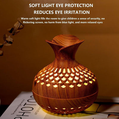 Elegant Wooden Aroma Diffuser Lamp with Soft Light for Eye Protection & Relaxing Ambience