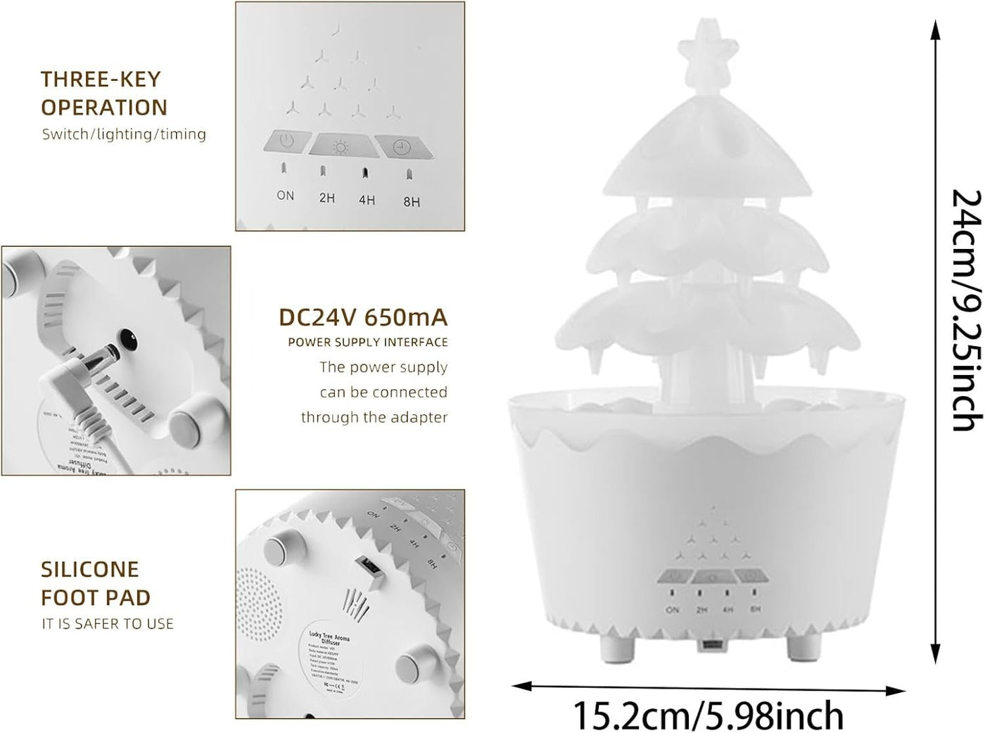 Christmas Tree Style Humidifier with LED Light – Aromatherapy Diffuser for Home & Office Use