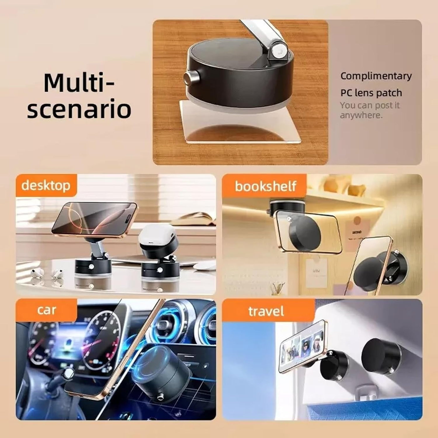 360° Magnetic Wireless Car and Phone Charger Mount with Auto-Clamp & Fast Charging