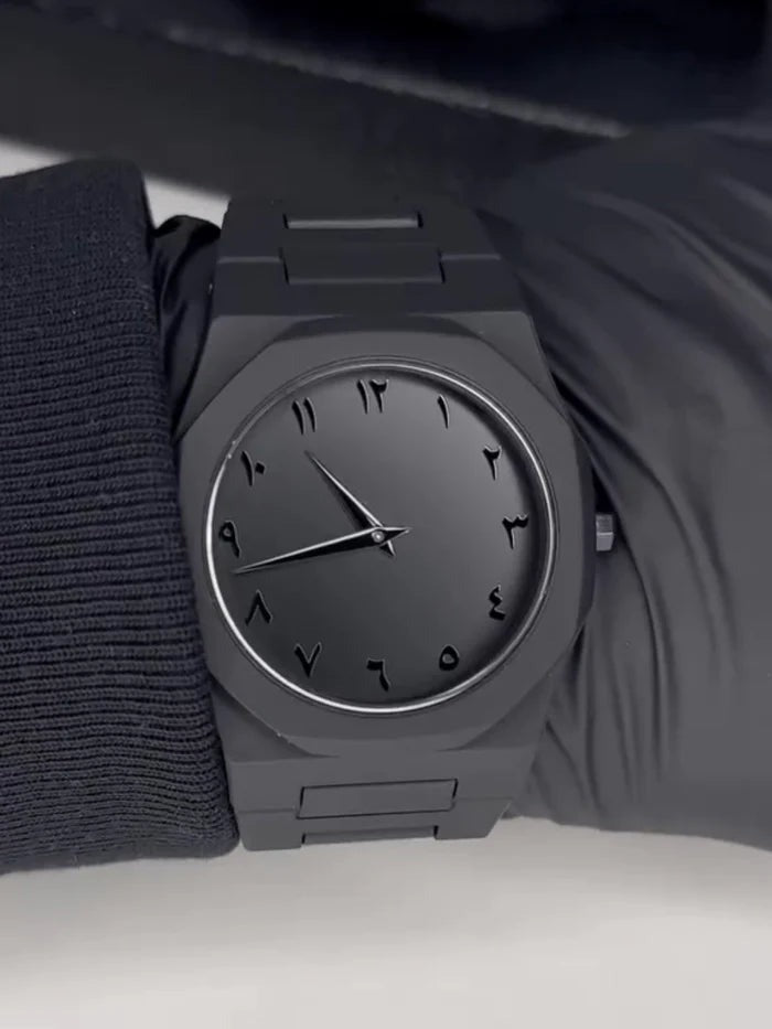 Luxury Black Arabic Dial Watch – Sleek Minimal Design with Timeless Appeal